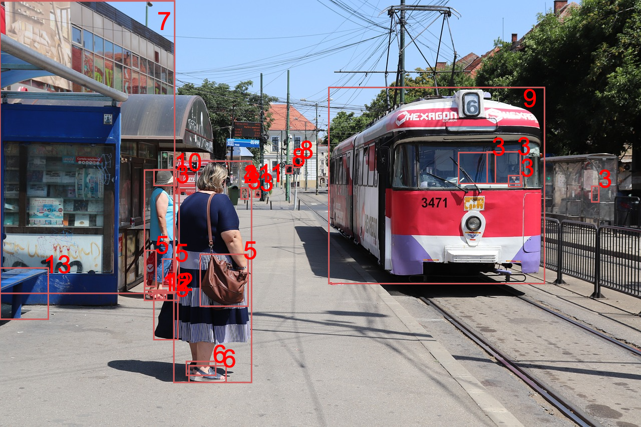A modern tram moving along a city street in Timisoara, Romania, under a clear blue sky. The tram is captured in motion, surrounded by urban architecture with buildings lining the street. Pedestrians can be seen in the vicinity, contributing to the lively urban atmosphere